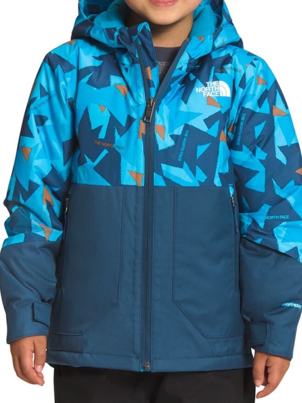 The North Face Freedom Insulated Blue Teal Geometric Hooded Jacket - Size 3T